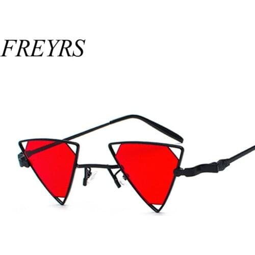 FREYRS Triangle Sunglasses Women Vintage Punk Metal Frame Pink Yellow Black Red Sun Glasses for Men 2018 Party Decoration 5256F