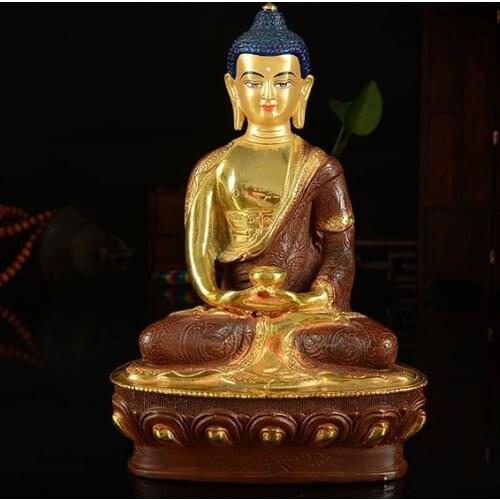 Special Offer buddha statue # 7 inch # Tibetan Buddhism Amitabha Buddha Gold-plated brass statue # HOME efficacious Talisman