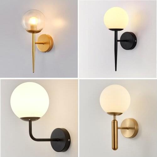 Nordic Retro Glass Wall Lamps Corridor Aisle Bedside Wall Lights Indoor Decoration Lighting E27 110-240V LED