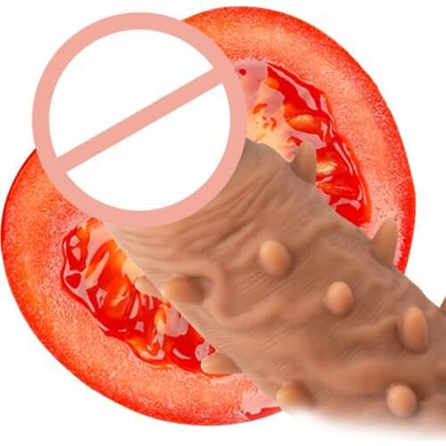 Thick Condom With Spines Penis Ring Male Penis Enlargement Extender Silicone Dildo For Penis Enlargement Adult Sex Toys