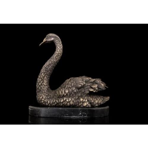 -TOP GOOD HOME OFFICE ROOM CLUB BAR TOP decorative art -original animal Goose Swan Retro bronze sculpture art statue
