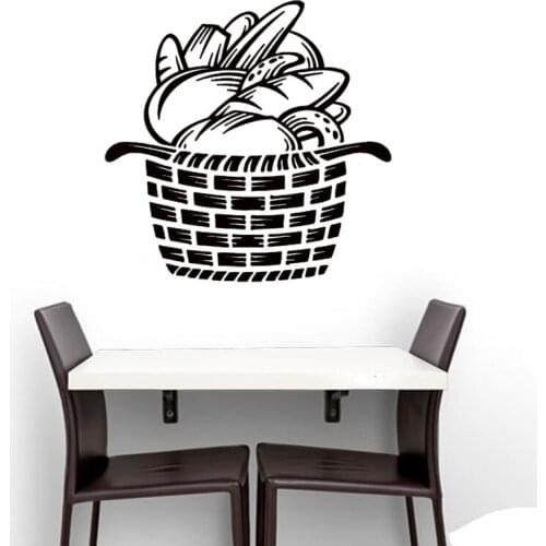 WJWY Breads In The Basket Kitchen Home Decor Wall Sticker Vinyl Art Murals Waterproof Removable Wall Decals Wallpaper Poster