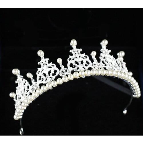 Pearl double row hair hoop, white hand made pearl drill headwear, hair band, bridal crown