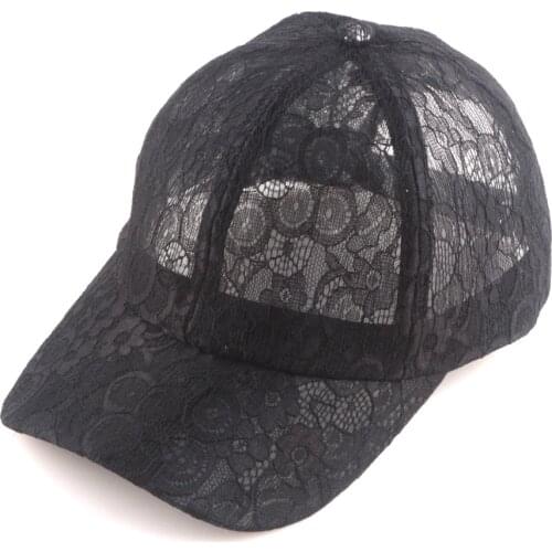 Summer Floral Lace Women Baseball Cap Cute Full Mesh Cap Breathability Lt.peach Pink Blue Black 58 To 60cm Adjustable