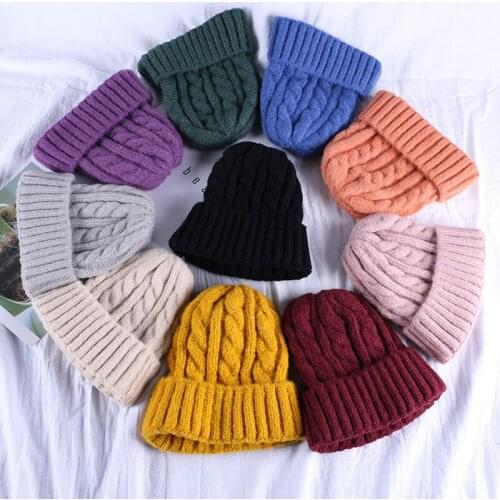 Ladies Autumn/winter New Candy Color Knitted Woolen Hat Korean Version Japanese Wild Warm Earmuff Head Hat Tide SA398