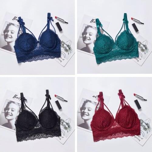 Sexy Women Full Lace Bra Push Up Seamless Solid Bralette Wireless Bras Brassiere Underwear Wine Red Blue Green White Black Bras