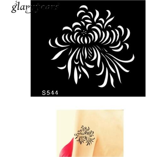 1 Piece Small Indian Henna Tattoo Stencil Chrysanthemum Flower Pattern Design DIY Body Art Airbrush Painting Tattoo Stencil S544