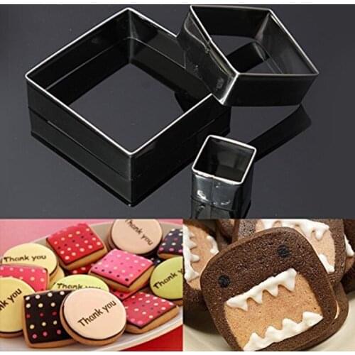 3Pcs/set Square Set Fondant Buiscuit Cake Bread Stainless Steel Mold Mould Cookie Cutter