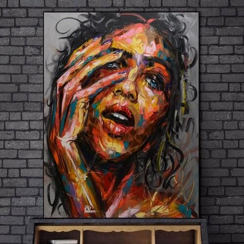 Abstract Woman Face Oil Paintings Print On Canvas Art Posters And Prints Modern Woman Wall Art Pictures For Living Room Cuadros