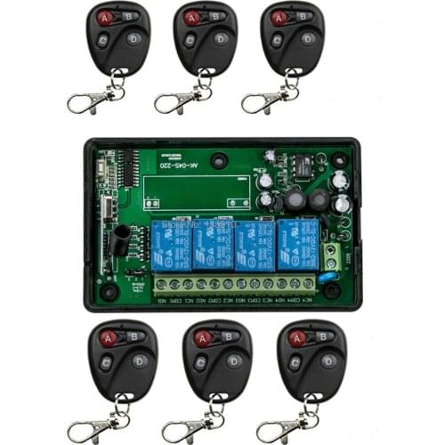 AC80-260V 4CH RF Wireless Remote Control System / Motor and electric door 220V Learning code receiver