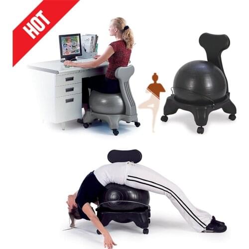 Balance Yoga Ball Chair With Roller, Home Explosion Proof Seat Maternity Fitness Safe Soft Elastic