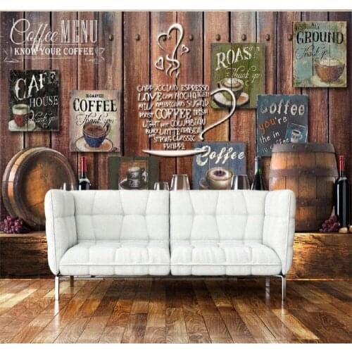 Custom large 3d wallpaper mural retro nostalgic coffee bar wine barrel background wall decoration painting wallpaper mural