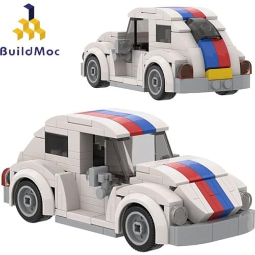 Buildmoc Technical Car Herbie: Fully Loaded 1969 The Love Bug Speed Champion MOC City Sports Car Building Blocks Vehicle Toys