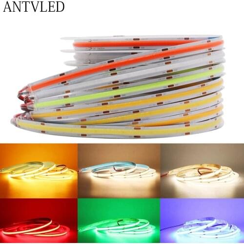 COB LED Strip Light High Density Flexible FOB COB 384/528LEDs/m Lights Tape Blue/ Green/Red Linear Dimmable DC12V/24V 1-5M