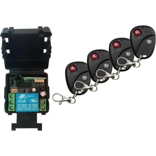 DC12V 24V 1CH 10A RF Wireless Remote Control Switch System Transmitter with Two-button Receiver Garage Doors /lamp