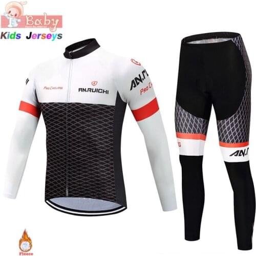 2021 Winter Fleece Kids Mtb Cycling Set Boys and Girls Long Sleeve Cycling Jersey Set Unisex Ropa Ciclismo Bike Uniform