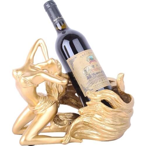 Europe Wine Rack Craft Creative Gold Beauty Lady Wine Holder Picture Ornaments Kitchen Bar Cassette Decor Household