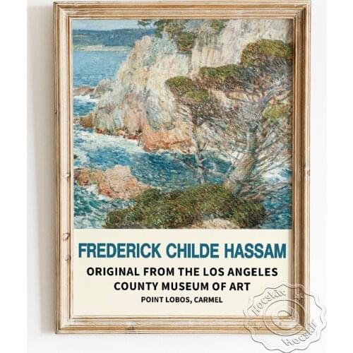 Frederick Childe Hassam Exhibition Museum Poster, Point Lobos Carmel Canvas Painting, Natural Scenery Wall Picture Home Decor
