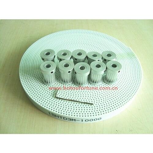 Hot sale 16 teeth HTD3M pulley*10pcs and PU 15mm width HTD3M belt*10m set for 3d printer