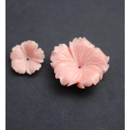 10pieces/lot) Carved 20mm 30mm Flowers Space parts Pink Color Artificial Coral Findings for Jewelry making