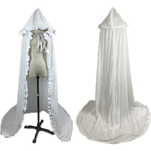 Movie Cosplay Dress Costume Princess White Long Cape Halloween Carnival Stage Performce Cloak For Adult Women