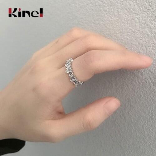 Kinel Zircon Jewelry Rings for Women Silver 925 Sterling Wedding Engagement Ring Wholesale Bijoux
