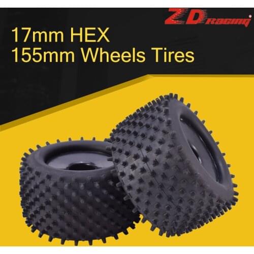 2pcs ZD Racing 17mm HEX WHEEL and 155mm Wheels Tires for 1/8 Truggy Monster Redcat Hsp Kyosho Hobao Hongnor Team Losi GM DHK HPI