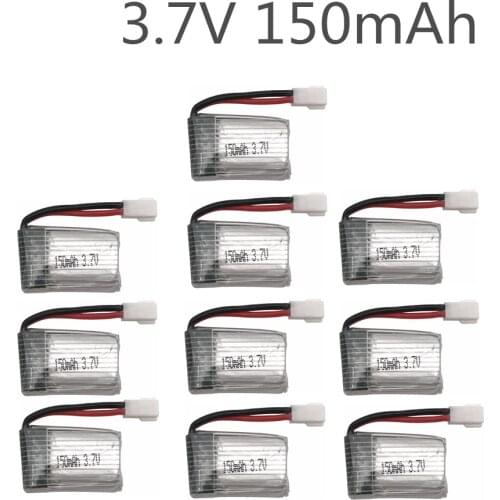 10pcs 3.7V 150mAh MX2.0-2P Plug lipo Battery for Eachine H8 Mini H48 rc quadcopter helicopter Spare Parts size 30x17x7mm