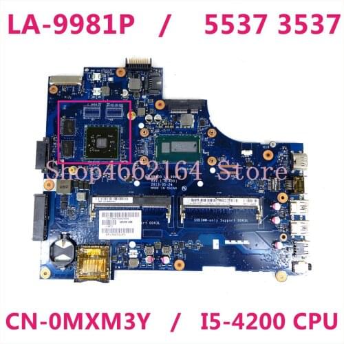 Laptop motherboard For DELL Inspiron 15R 5537 3537 Core I5 Mainboard CN-0MXM3Y 0MXM3Y VBW00 LA-9981P I5-4200 216-0841027