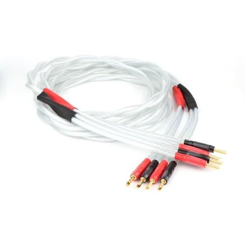 Pair nordost 7N OCC copper silver plated loudspeaker cable hifi speaker wire with banana plug connector