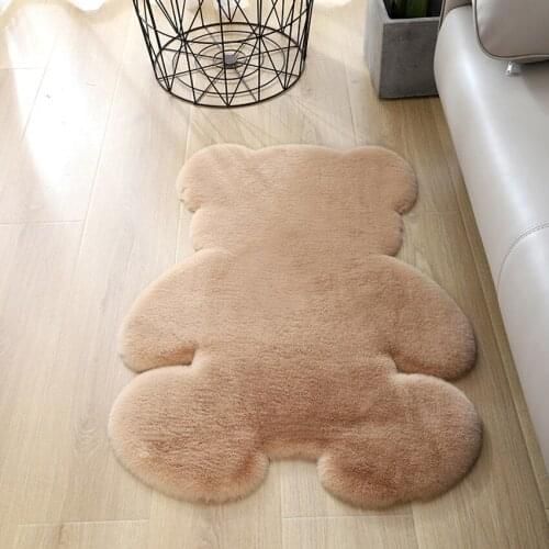 Bear Shaped Rug Super Soft Long Faux Fur Doormat Fluffy Cozy Floor Mat Carpets Modern Living Room Bedroom Hallway Rugs felpudo