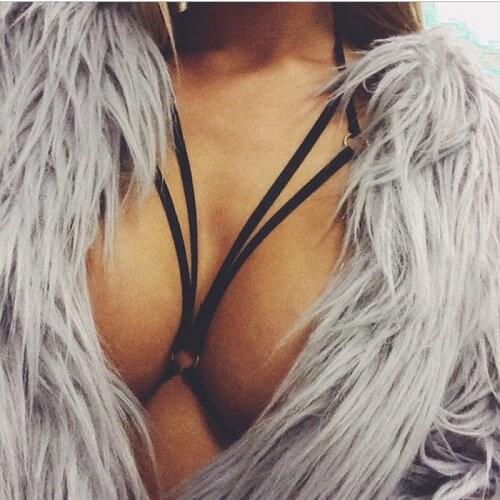 Fashion Vintage Velvet Body Chain Bikini Black Sexy Necklace Women Bralette chain Top bra Summer Harness Beach Jewelry