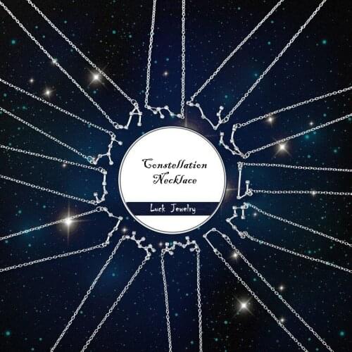 Fashion Zodiac Celestial Pendant Necklace For Women Men Couple Zircon Charms constellation Choker Jewelry Party Gifts