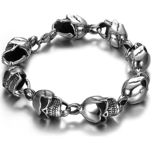 Fashion Jewelry Skeleton Bracelet Cool Skull Charm Bracelet For Men