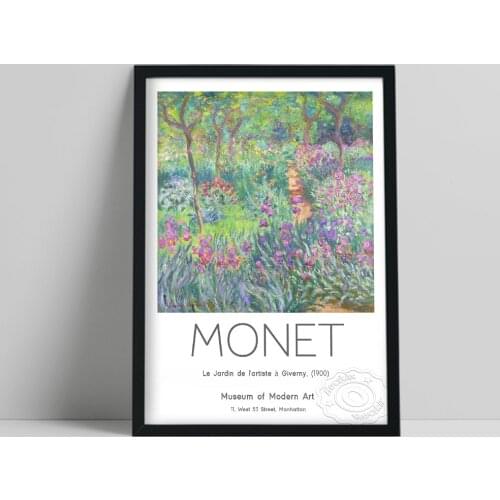 Claude Monet Exhibition Art Poster, Monet The Artist’S Garden In Giverny Canvas Painting, Vintage Art Natural Scenery Home Decor