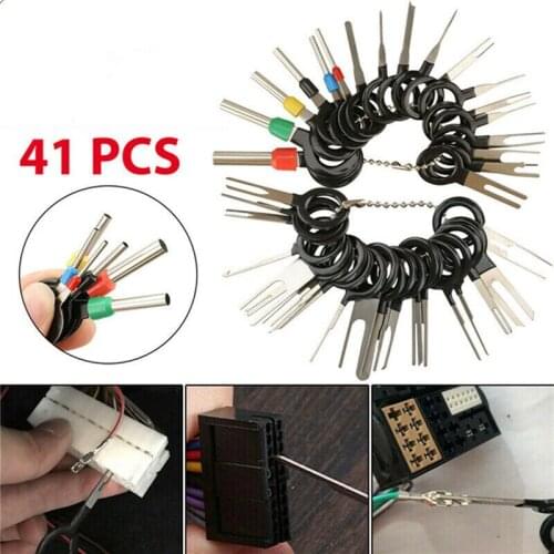 Fit 41pcs/set Automotive Plug Terminal Remove Tool Set Key Pin Car Electrical Wire Crimp Connector Extractor Kit Accessories