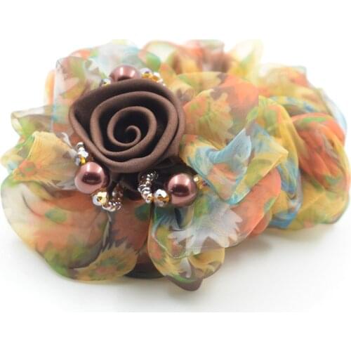 New Arrival Flower Ribbon Crystal Elastic Rubber Yarn Simulated-pearl Bands Ponytail Holder Hair Accessories
