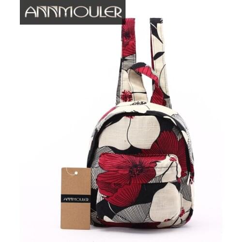 Annmouler Famous Brand Backpacks Vintage Cotton Backpack Mini Shoulder Bag for Teenager Girls Hippie Aztec Folk Women Bag
