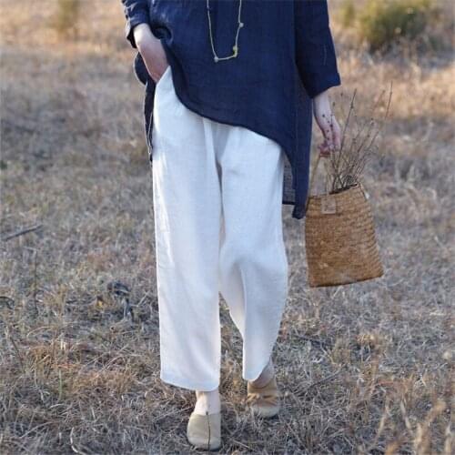 SCUWLINEN Women's Straight Trousers