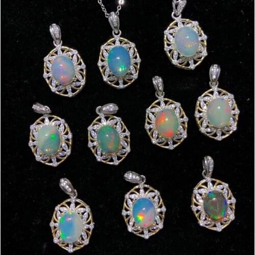 Engagement Wedding Jewelry Natural Multicolor Opal Pendant In 925 Sterling Silver Party Gift