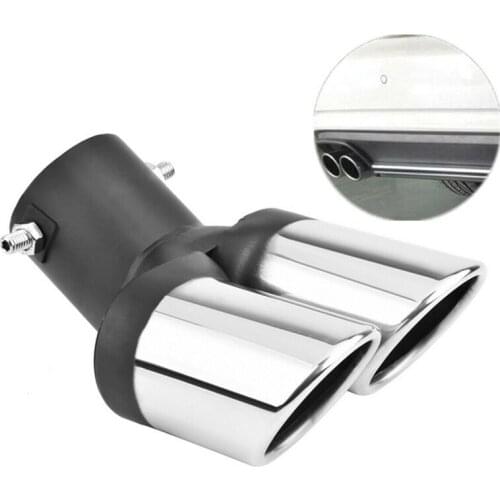 Car Universal 63mm Stainless Steel Dual Outlet Exhaust Pipe Muffler Tail Throat Muffler Tip Pipe Grilled Black