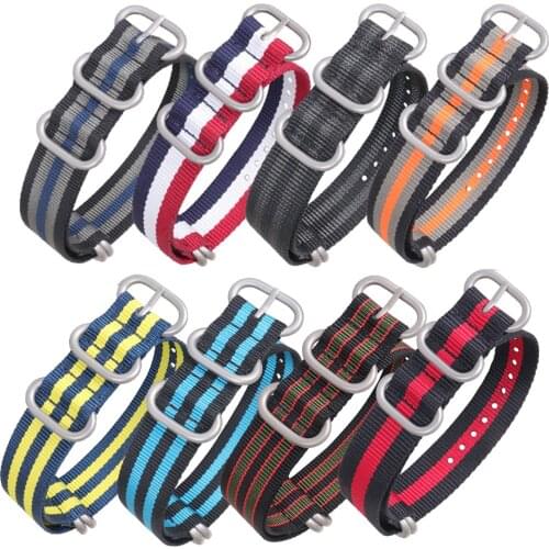18mm 20mm 22mm 24mm Universal Nato Nylon Canvas Watchband Heavy Duty Strap Men Sport Waterproof Ring Buckle Bracelet Watch Band