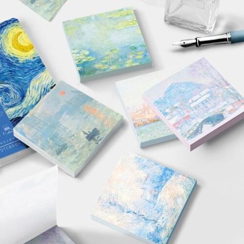 Vintage Oil Painting Notes Notebook Memo Pad Tearable No Stickiness Student Stationery School Supplies Diary Decoration