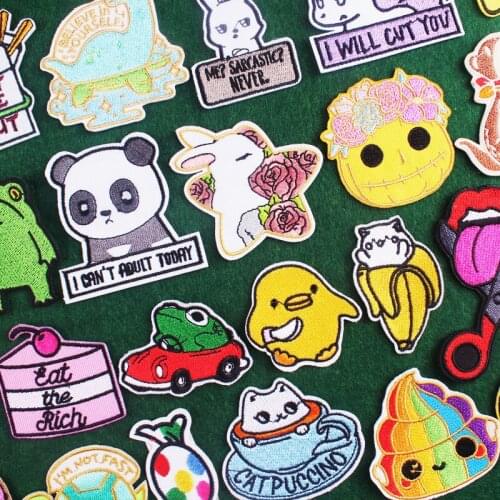 Animal DIY Embroidered Patch Iron On Patches On Clothes Cartoon Letter Panda Patch For Kid T-Shirts Applique Sticker Applique