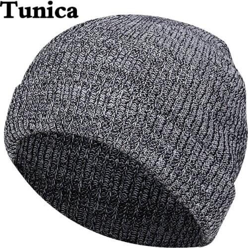 Winter fashion allmatch woolen hat Winter men no eaves knitted hats Ladies casual warm beanie cap Outdoor windproof knitted caps