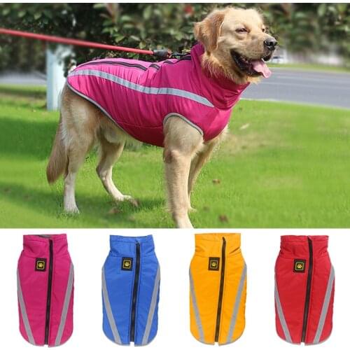 Winter Dog Clothes Outdoor Reflective Waterproof Pet Vest For Large Medium Dogs Bulldog Labrador Warm Coat Jackets XL-6XL