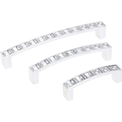 1pc Diamond Crystal Kitchen Cabinet Knobs and Handles 64/96/128mm Door Furniture Handles Drawer Pulls Cupboard Wardrobe Knobs