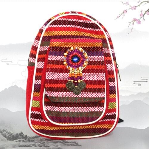 2021 Fashion Dames Meisjes Etnische Nationale Borduurwerk Kleine Rugzakken Tas Donker Blauw/Paars/Rose Red/Light Blue/Deep Red