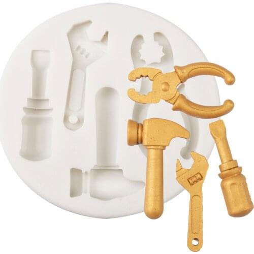 3D Scissors Hammer Shape Silicone Cake Mold DIY Fondant Chocolate Biscuits Mold Cake Decorating Tools Kitchen Baking Accessories