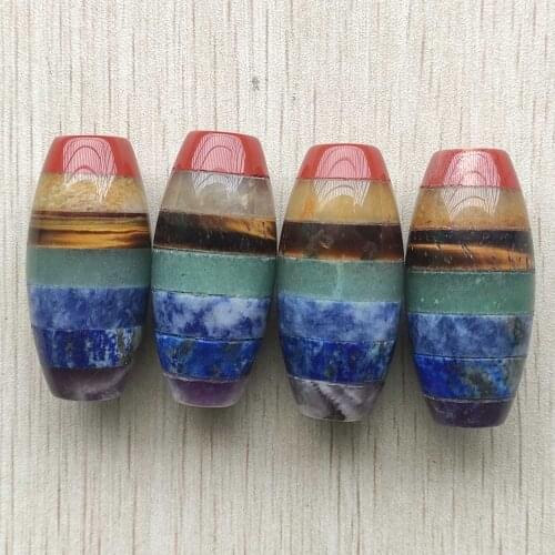 Fashion 7 Chakra Layered Purple Crystal Lapis Aventurine Tiger eye stone cylinder beads for jewelry making 4pcs/lot wholesale